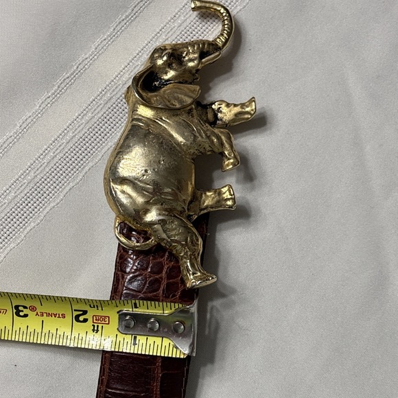 Vtg Elite Fresno California Leather Belt Elephant Brass Leather  size M main image 7